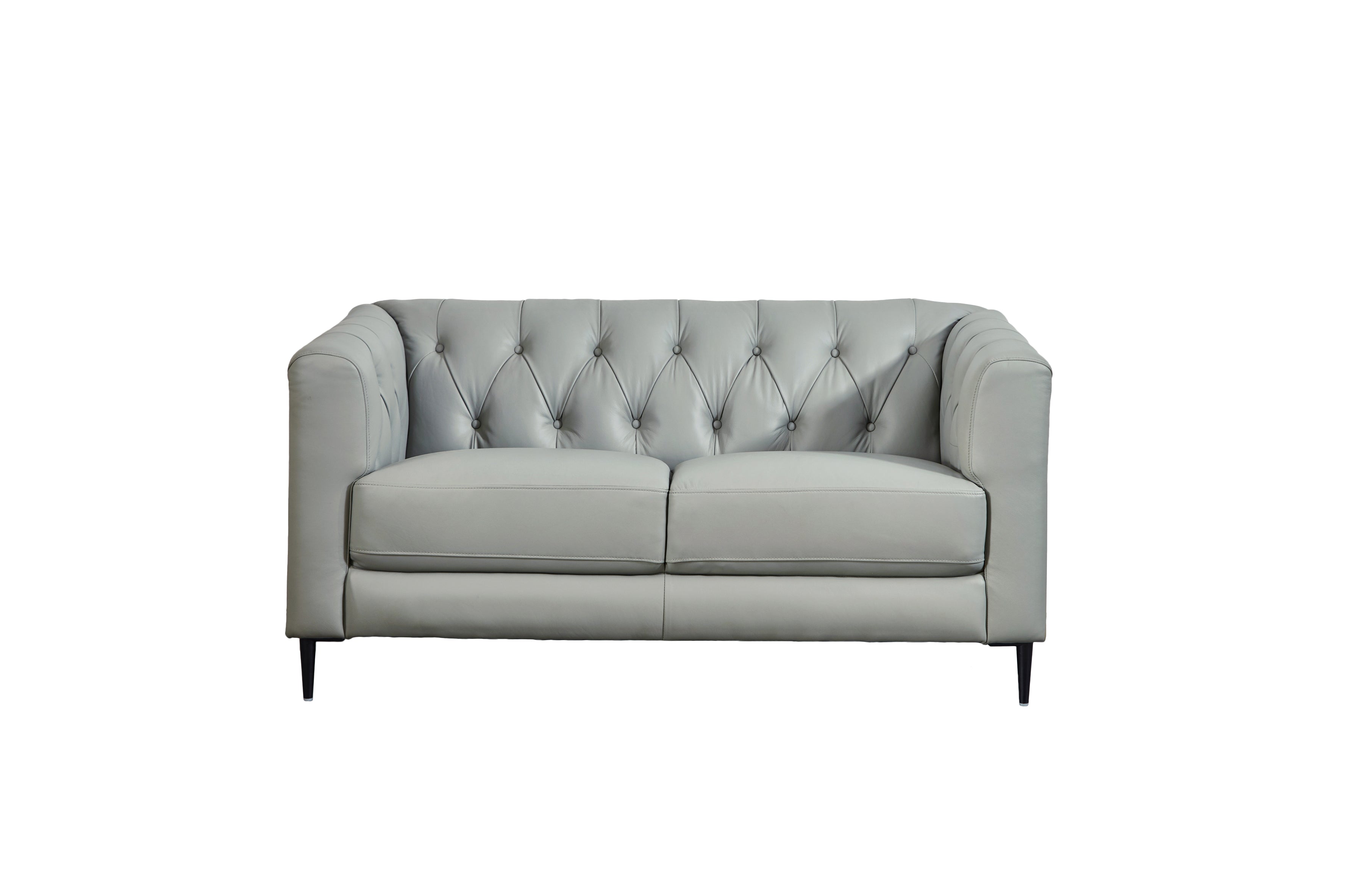 Ella Leather Power Sofa Collection, Silver Gray